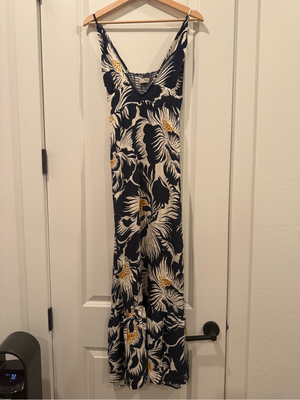 Maaji Navy Blue Floral Maxi Dress with Cream and Yellow Accents - Picture 2 of 7